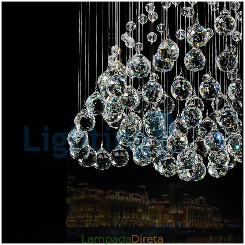 Lustre moderno contemporâneo, luminária pendente embutida, luz de gota de chuva de cristal