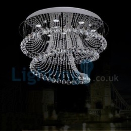 Lustre moderno contemporâneo, luminária pendente embutida, luz de gota de chuva de cristal