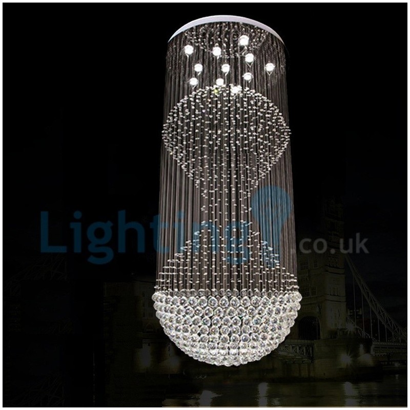 Lustre moderno contemporâneo, luminária pendente embutida, luz de gota de chuva de cristal