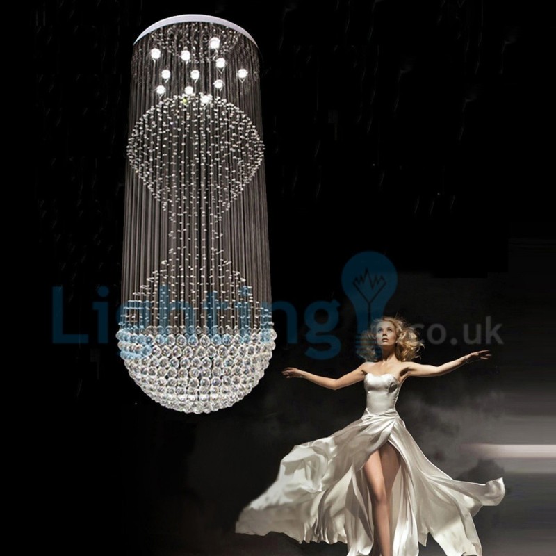Lustre moderno contemporâneo, luminária pendente embutida, luz de gota de chuva de cristal