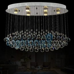 Lustre moderno contemporâneo, luminária pendente embutida, luz de gota de chuva de cristal