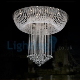 Lustre moderno contemporâneo, luminária pendente embutida, luz de gota de chuva de cristal