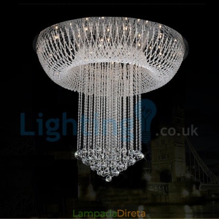 Lustre moderno contemporâneo, luminária pendente embutida, luz de gota de chuva de cristal Lustre moderno contemporâneo, luminária pendente embutida, luz de gota de chuva de cristal