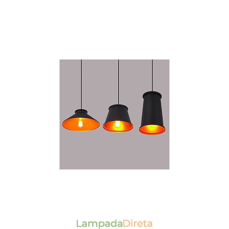 Lustre Mini Estilo Moderno Contemporâneo Metal 3 Luzes Pendentes