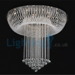 Lustre moderno contemporâneo, luminária pendente embutida, luz de gota de chuva de cristal