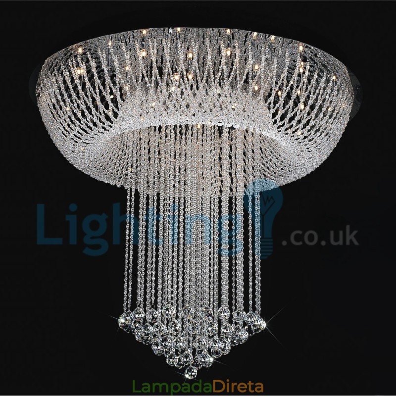 Lustre moderno contemporâneo, luminária pendente embutida, luz de gota de chuva de cristal