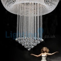 Lustre moderno contemporâneo, luminária pendente embutida, luz de gota de chuva de cristal
