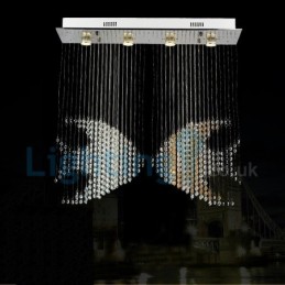 Lustre moderno contemporâneo, luminária pendente embutida, luz de gota de chuva de cristal