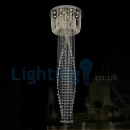 Lustre moderno contemporâneo, luminária pendente embutida, luz de gota de chuva de cristal