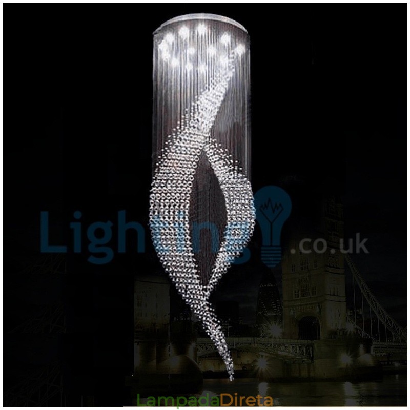 Lustre moderno contemporâneo, luminária pendente embutida, luz de gota de chuva de cristal