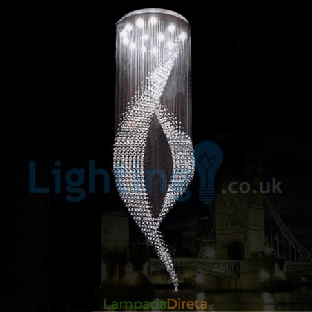 Lustre moderno contemporâneo, luminária pendente embutida, luz de gota de chuva de cristal Lustre moderno contemporâneo, luminária pendente embutida, luz de gota de chuva de cristal