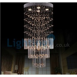 Lustre moderno contemporâneo, luminária pendente embutida, luz de gota de chuva de cristal