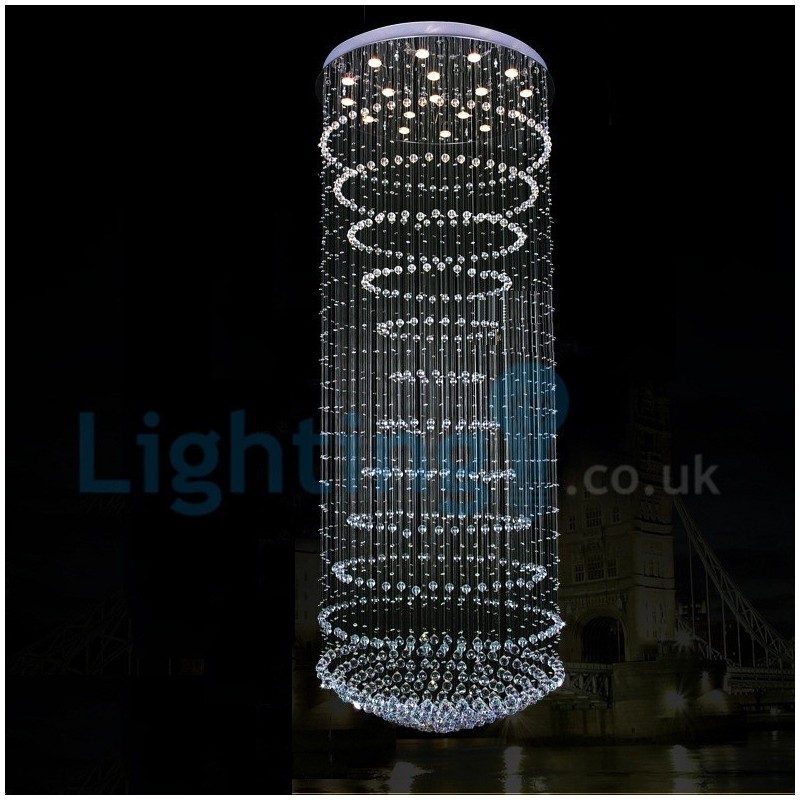 Lustre moderno contemporâneo, luminária pendente embutida, luz de gota de chuva de cristal