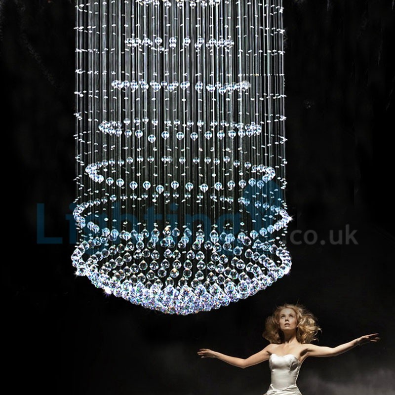 Lustre moderno contemporâneo, luminária pendente embutida, luz de gota de chuva de cristal