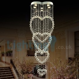 Lustre moderno contemporâneo, luminária pendente embutida, luz de gota de chuva de cristal