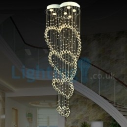Lustre moderno contemporâneo, luminária pendente embutida, luz de gota de chuva de cristal
