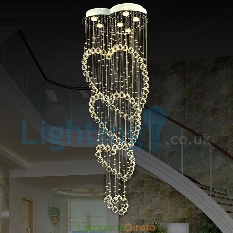 Lustre moderno contemporâneo, luminária pendente embutida, luz de gota de chuva de cristal