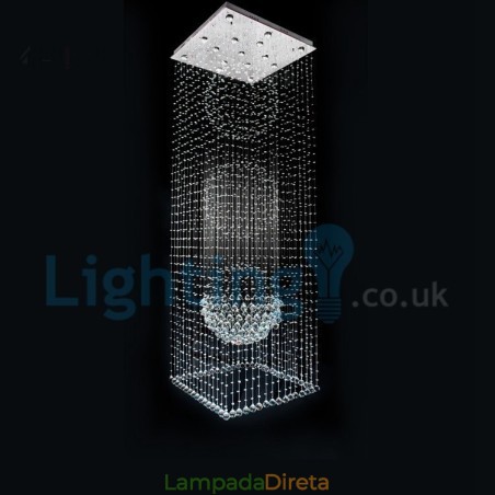 Lustre moderno contemporâneo, luminária pendente embutida, luz de gota de chuva de cristal