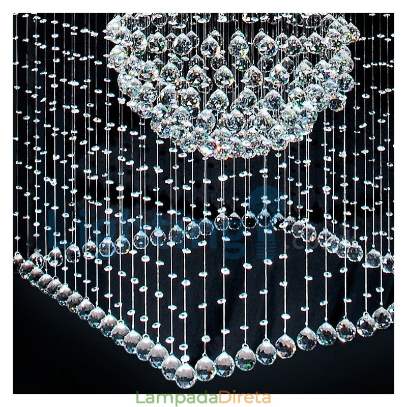 Lustre moderno contemporâneo, luminária pendente embutida, luz de gota de chuva de cristal