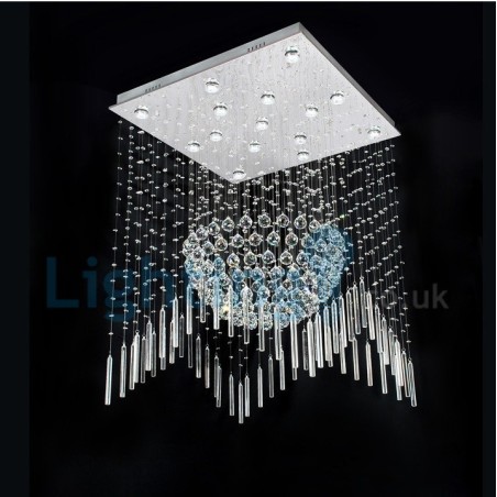 Lustre moderno contemporâneo, luminária pendente embutida, luz de gota de chuva de cristal