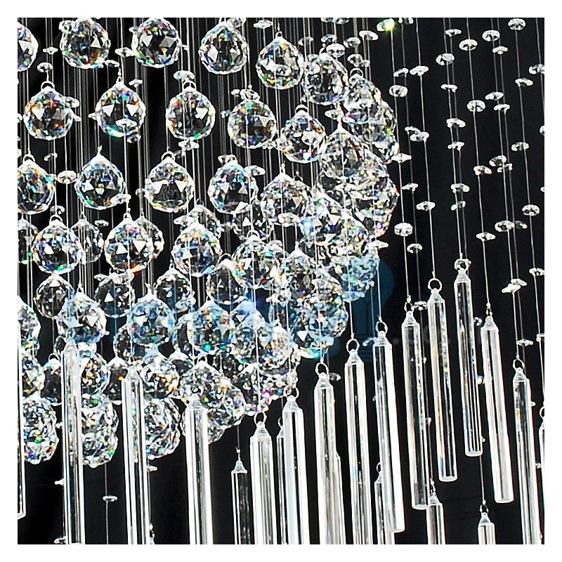 Lustre moderno contemporâneo, luminária pendente embutida, luz de gota de chuva de cristal