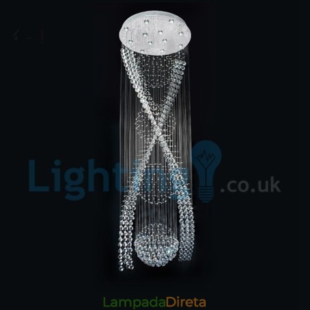 Lustre moderno contemporâneo, luminária pendente embutida, luz de gota de chuva de cristal Lustre moderno contemporâneo, luminária pendente embutida, luz de gota de chuva de cristal