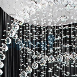 Lustre moderno contemporâneo, luminária pendente embutida, luz de gota de chuva de cristal