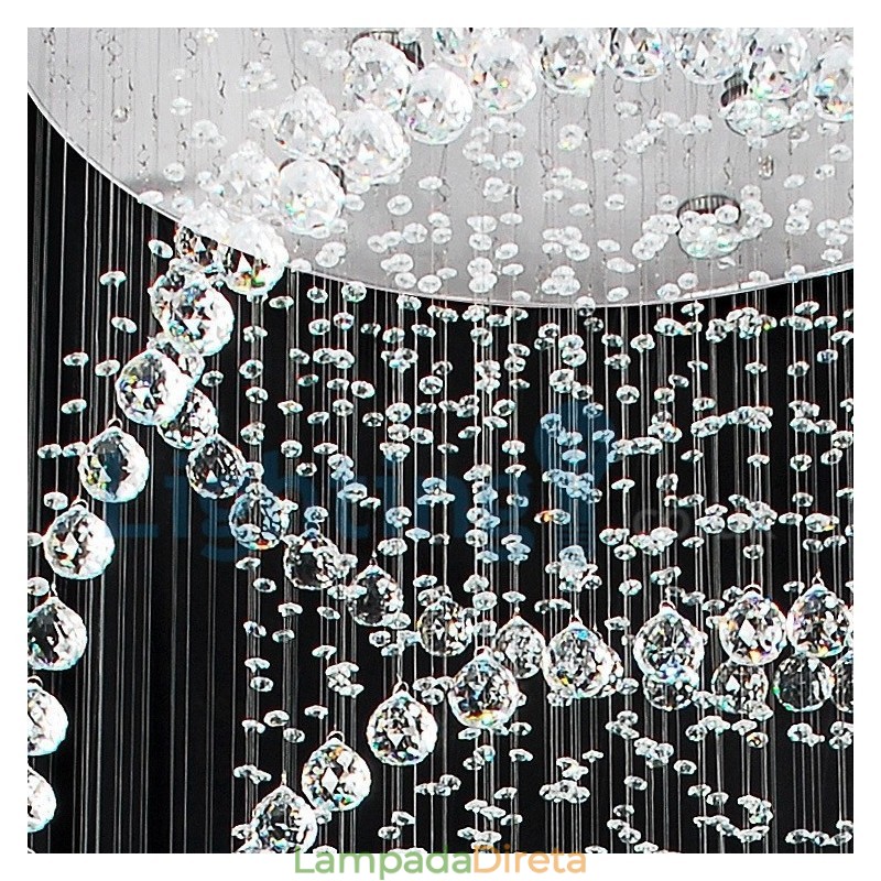 Lustre moderno contemporâneo, luminária pendente embutida, luz de gota de chuva de cristal