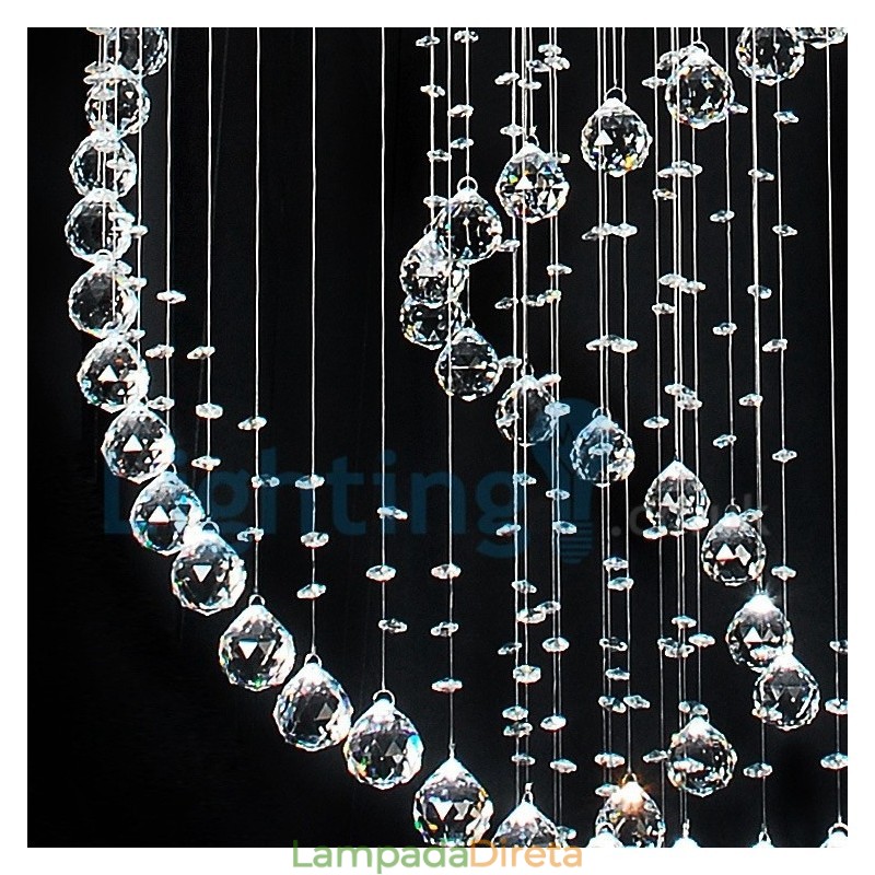 Lustre moderno contemporâneo, luminária pendente embutida, luz de gota de chuva de cristal