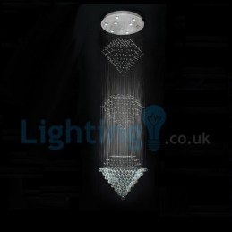 Lustre moderno contemporâneo, luminária pendente embutida, luz de gota de chuva de cristal