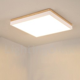 Luminária de teto quadrada ultrafina simples e moderna de madeira maciça