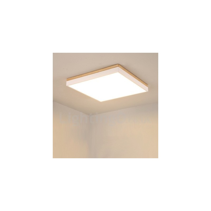 Luminária de teto quadrada ultrafina simples e moderna de madeira maciça