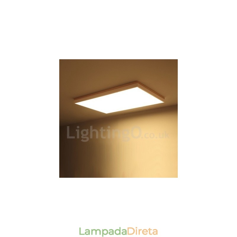 Luminária de teto nórdica retangular ultrafina de madeira maciça