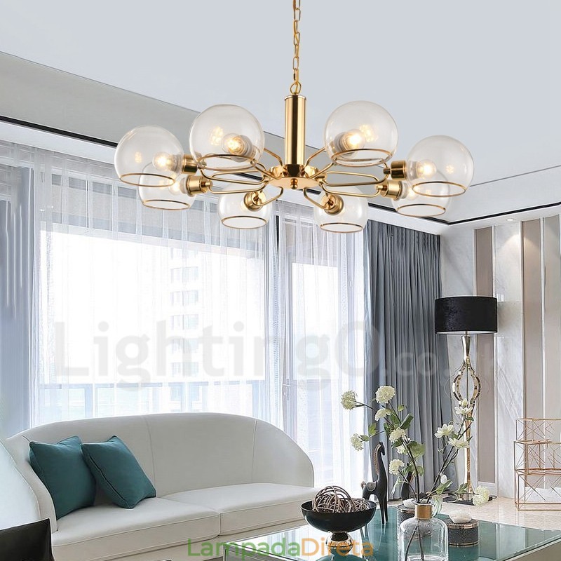 Lustre nórdico pós-moderno criativo de vidro mágico com 8 luzes