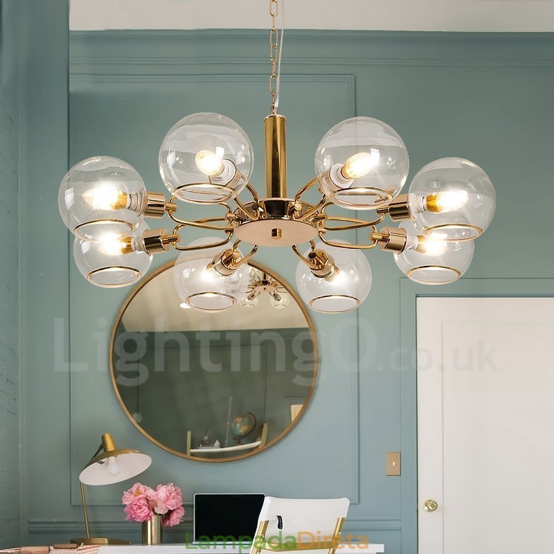 Lustre nórdico pós-moderno criativo de vidro mágico com 8 luzes