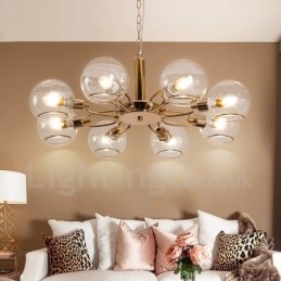 Lustre nórdico pós-moderno criativo de vidro mágico com 8 luzes
