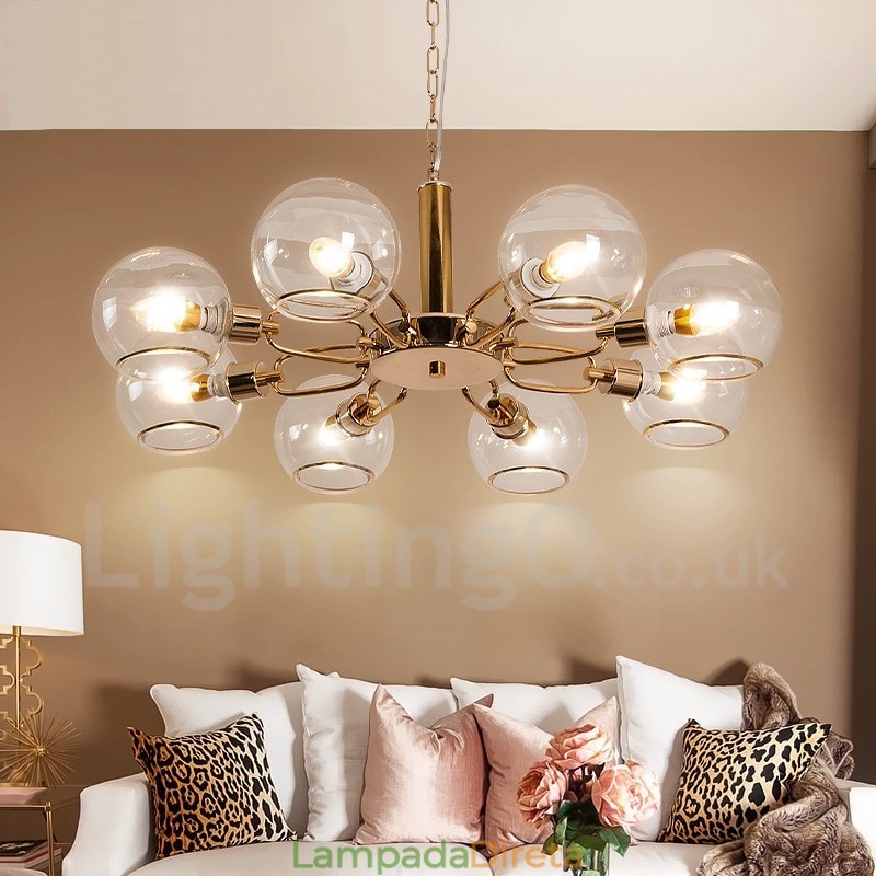 Lustre nórdico pós-moderno criativo de vidro mágico com 8 luzes