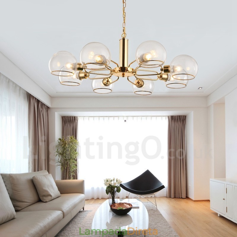 Lustre nórdico pós-moderno criativo de vidro mágico com 8 luzes