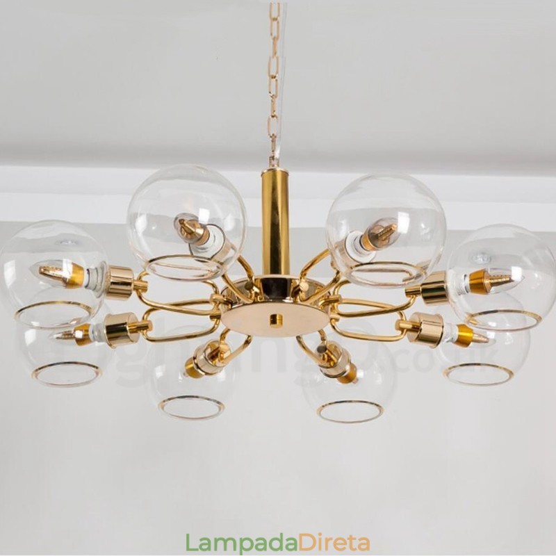 Lustre nórdico pós-moderno criativo de vidro mágico com 8 luzes
