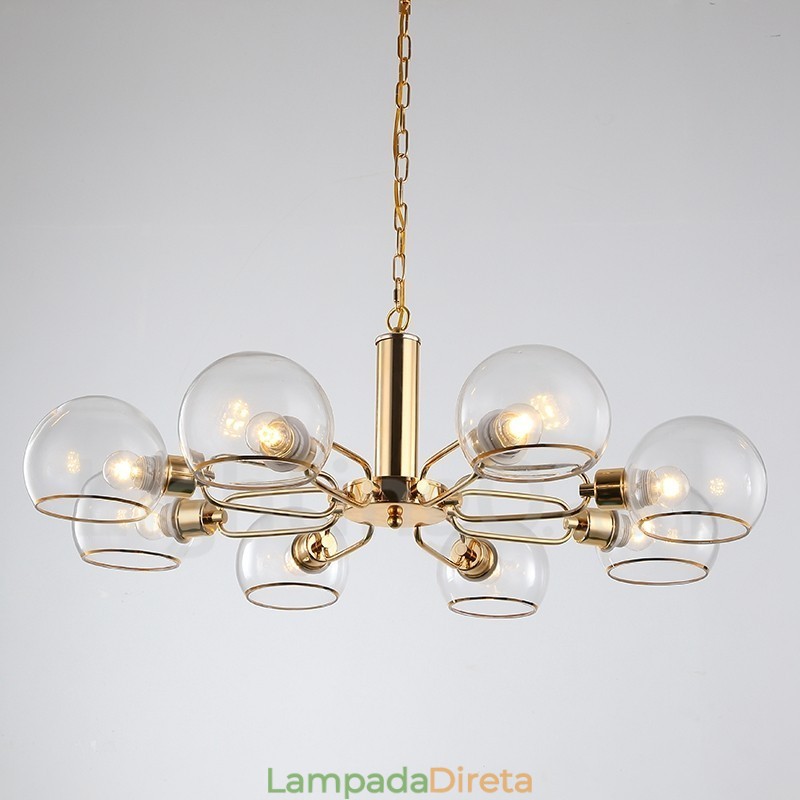 Lustre nórdico pós-moderno criativo de vidro mágico com 8 luzes