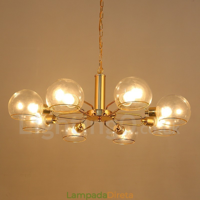 Lustre nórdico pós-moderno criativo de vidro mágico com 8 luzes
