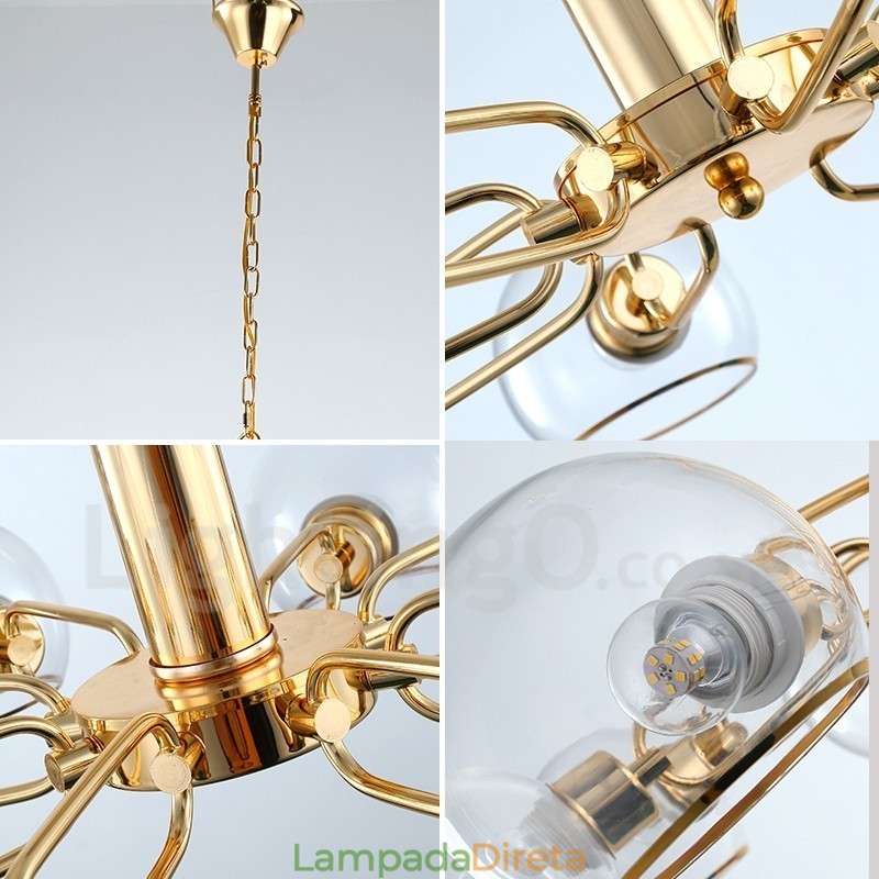 Lustre nórdico pós-moderno criativo de vidro mágico com 8 luzes