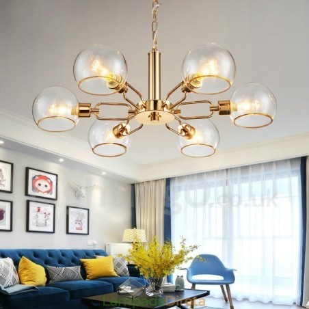 Lustre nórdico pós-moderno criativo de vidro mágico com 6 luzes Lustre nórdico pós-moderno criativo de vidro mágico com 6 luzes