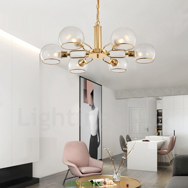 Lustre nórdico pós-moderno criativo de vidro mágico com 6 luzes