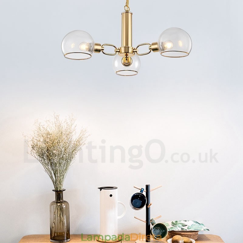 Lustre nórdico pós-moderno criativo de vidro mágico com 3 luzes