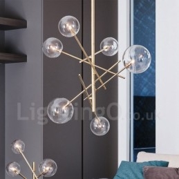 6 Luzes Nordic Lâmpada Lustre Simples Criativo Retro Ferro Bola De Vidro Feijão Mágico Lustre
