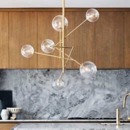 6 Luzes Nordic Lâmpada Lustre Simples Criativo Retro Ferro Bola De Vidro Feijão Mágico Lustre