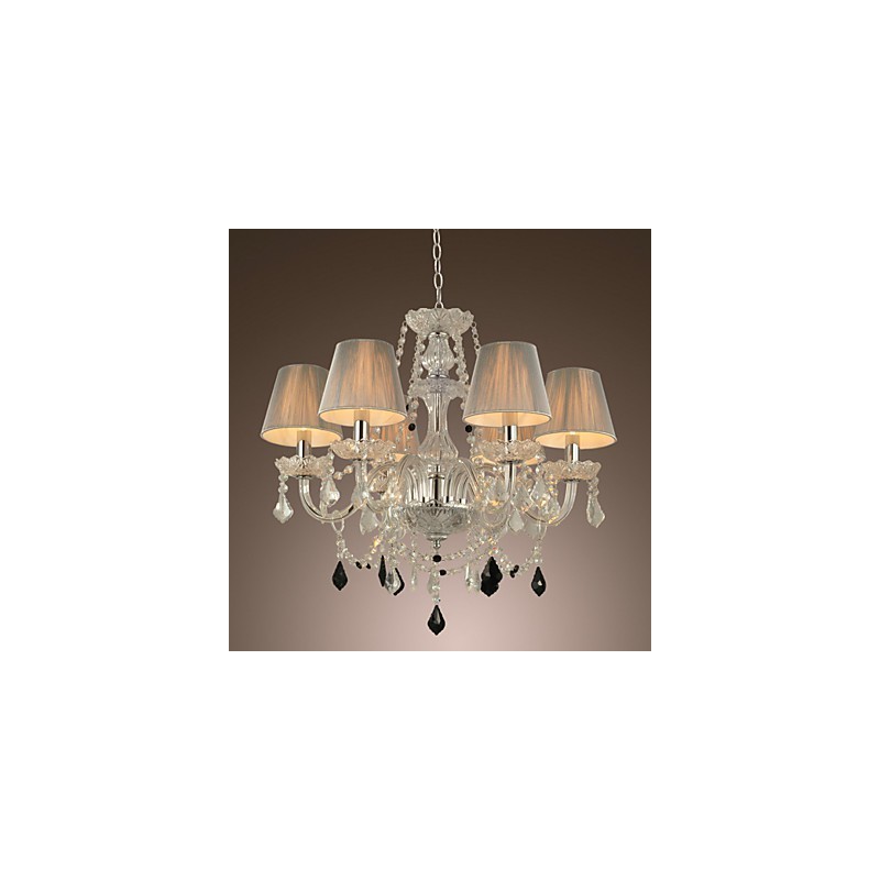 Lustre de cristal luxo moderno 1 níveis sala de estar 6 luzes