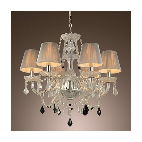 Lustre de cristal luxo moderno 1 níveis sala de estar 6 luzes Lustre de cristal luxo moderno 1 níveis sala de estar 6 luzes