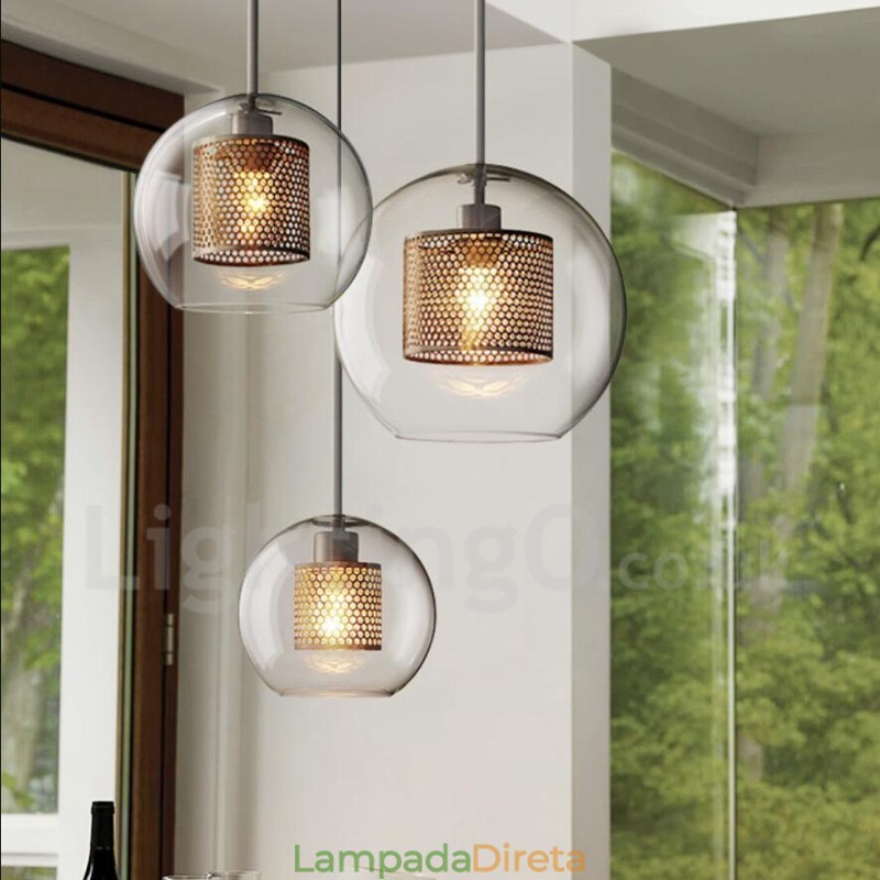Decoração moderna minimalista estilo nórdico café bola de vidro luz pingente de cabeça única
